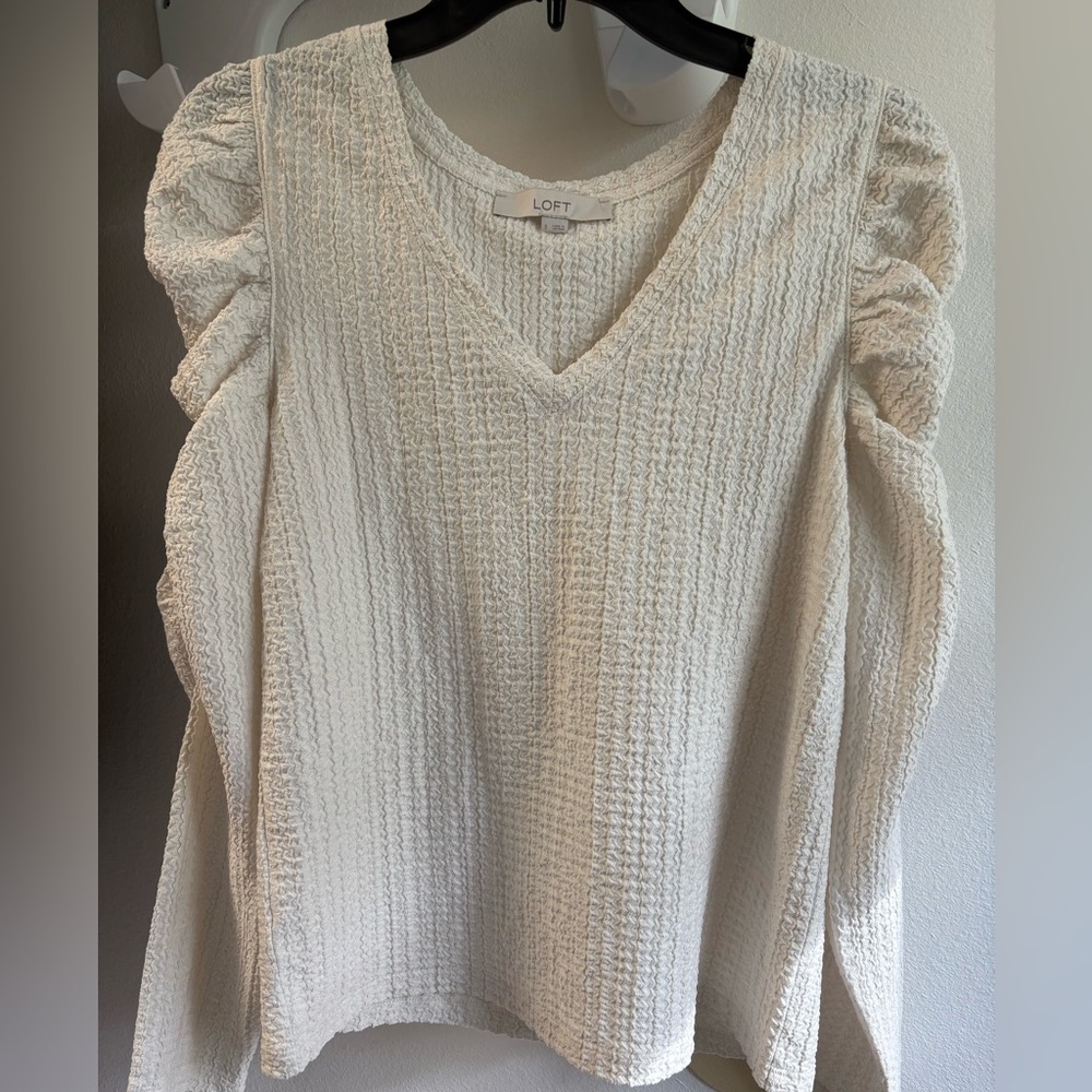 LOFT Cream Textured Women's Top